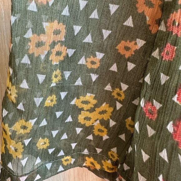 Mossimo Sheer Patterned Green Orange Yellow White Lined Skirt M Elastic Waist - Picture 6 of 8